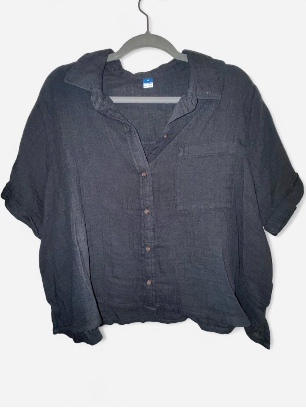 Women’s Old Navy Black Gauze Fabric Button Up